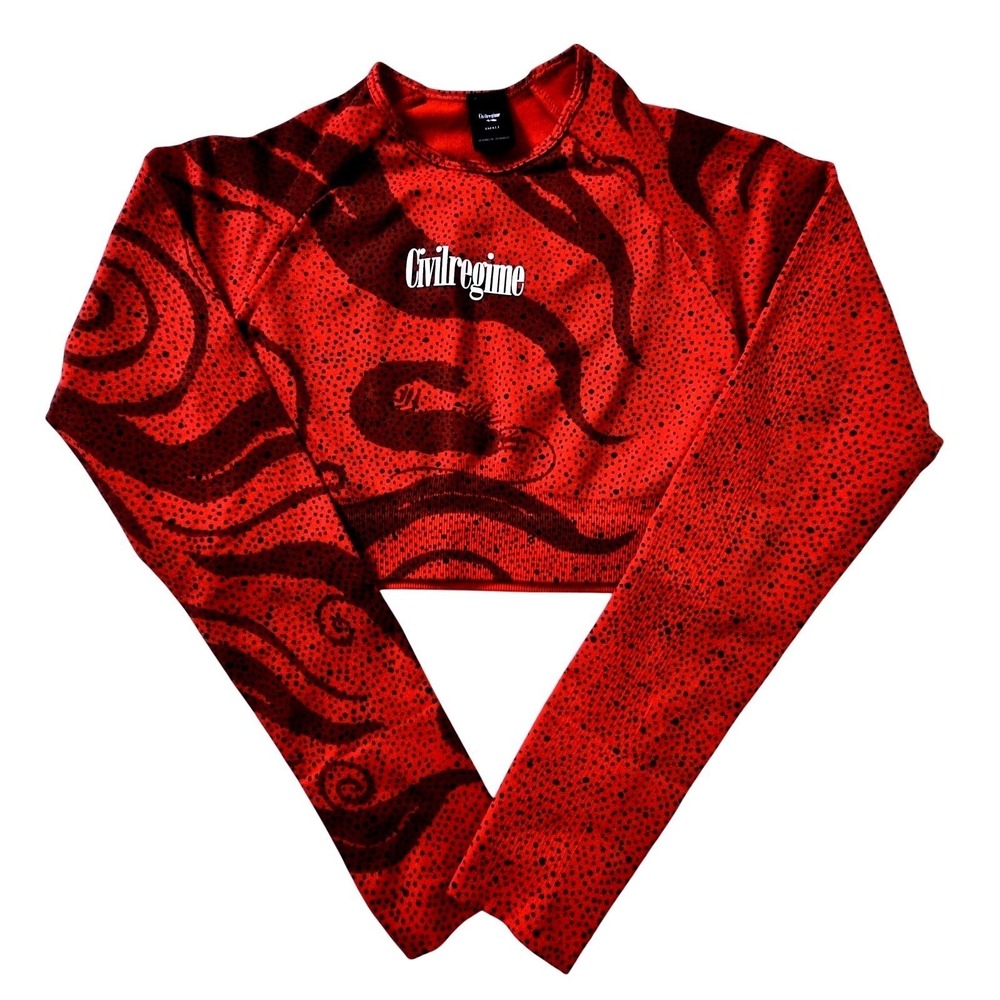 Civil Regime Red Chaos Kelly‎ Seamless Long Sleeve Crop Top Large